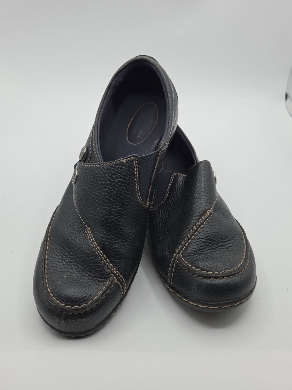 Clarks Women’s Ashland Lane Black Slip Ons Sz 10